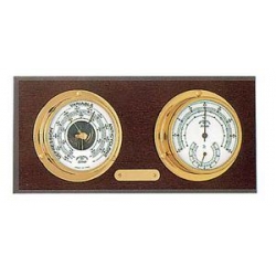 barometro + orologio su pannello in legno